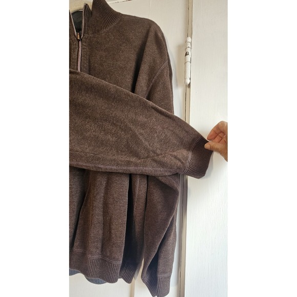 TOMMY BAHAMA relax men's 2XL heavy cotton 1/4 mock neck zip pullover brown - Picture 3 of 6